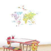 värikäs maailman kartta seinätarra