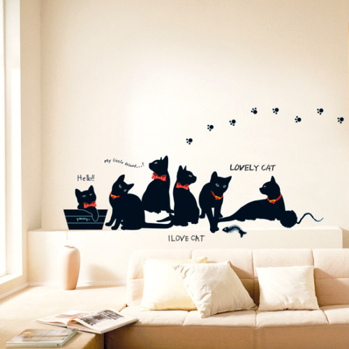 mustat kissanpennut seinätarra
